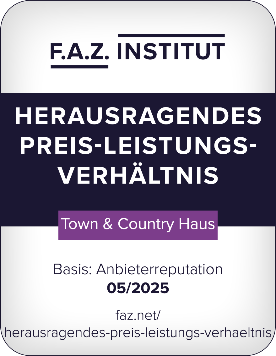F.A.Z. Institut Siegel: Herausragendes Preis-Leistungs-Verhältnis 2025 · Town & Country Haus